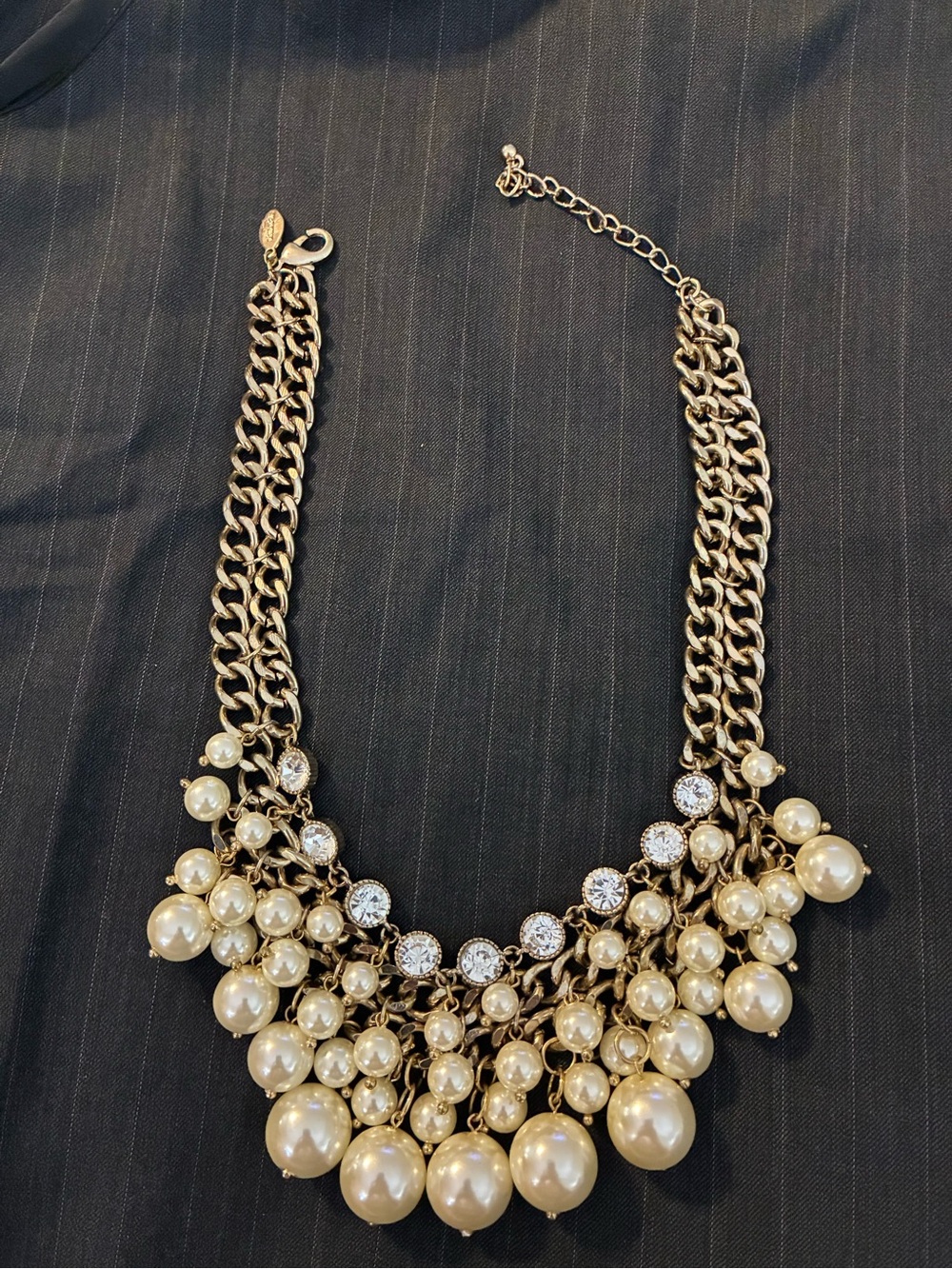 Chico’s Gorgeous Pearl & Rhinestone Waterfall Necklace